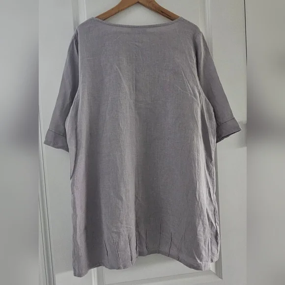 bryn Walker Linen short sleeve lagenlook blouse light lavender color size XL - Picture 2 of 11